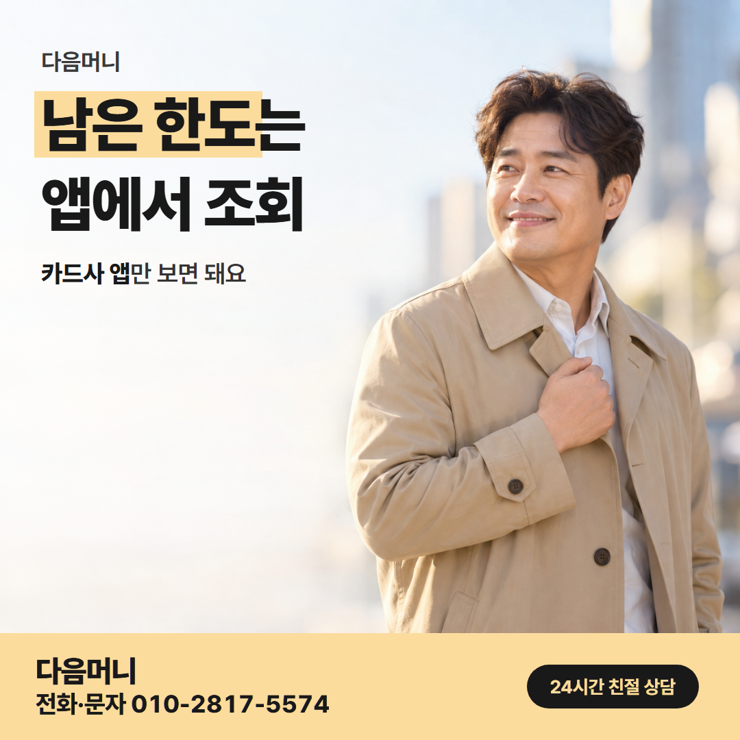 다음머니 전주카드깡 한도 확인 안내